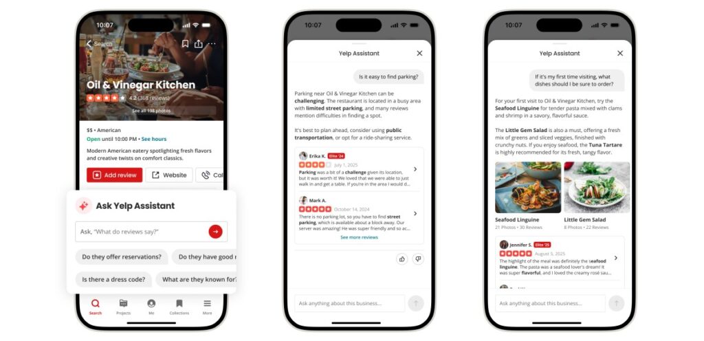 يمكن لمساعد الذكاء الاصطناعي الخاص بـ Yelp الآن فحص قوائم المطاعم ليظهر لك شكل الأطباق